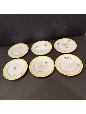 Set Of 6 Williams-Sonoma Bugs and Butterflies Dessert Bread Plates 6.5” Japan